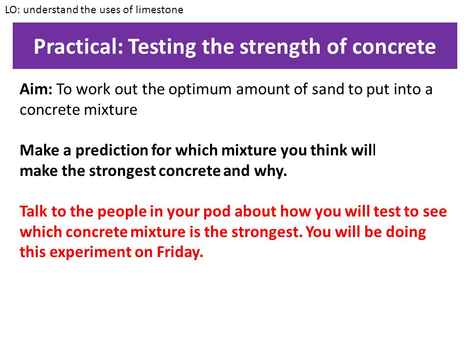 Practical: Testing the strength of concrete