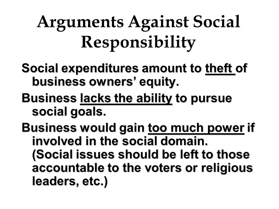 Arguments Against Social Responsibility