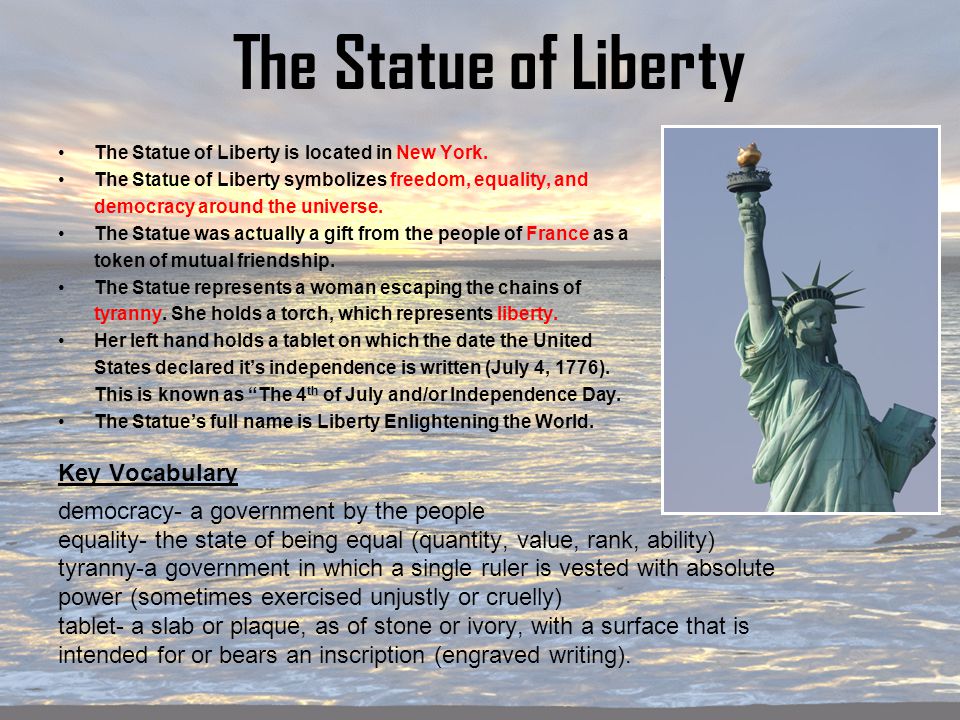 The Statue of Liberty Key Vocabulary