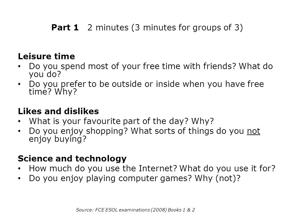 Part 1 2 minutes (3 minutes for groups of 3)