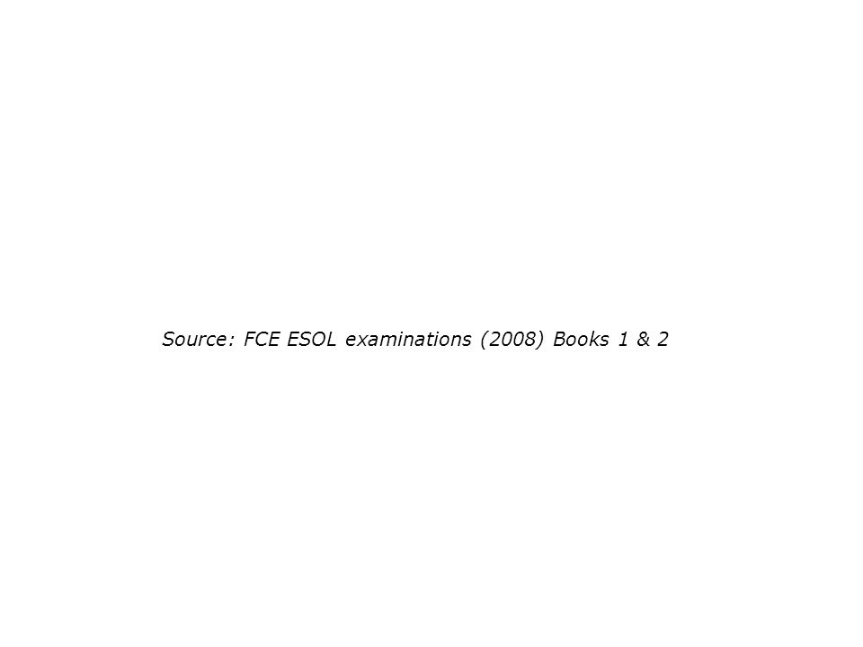 Source: FCE ESOL examinations (2008) Books 1 & 2