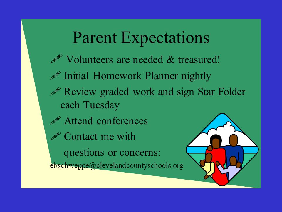 Parent Expectations Volunteers are needed & treasured!