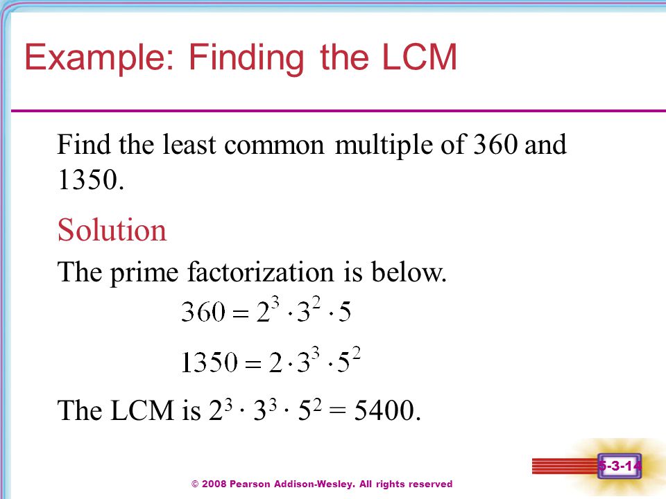 Example: Finding the LCM