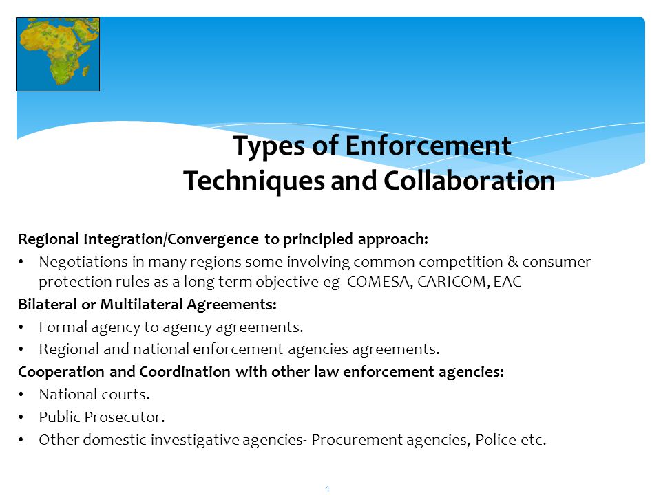Types of Enforcement Techniques and Collaboration
