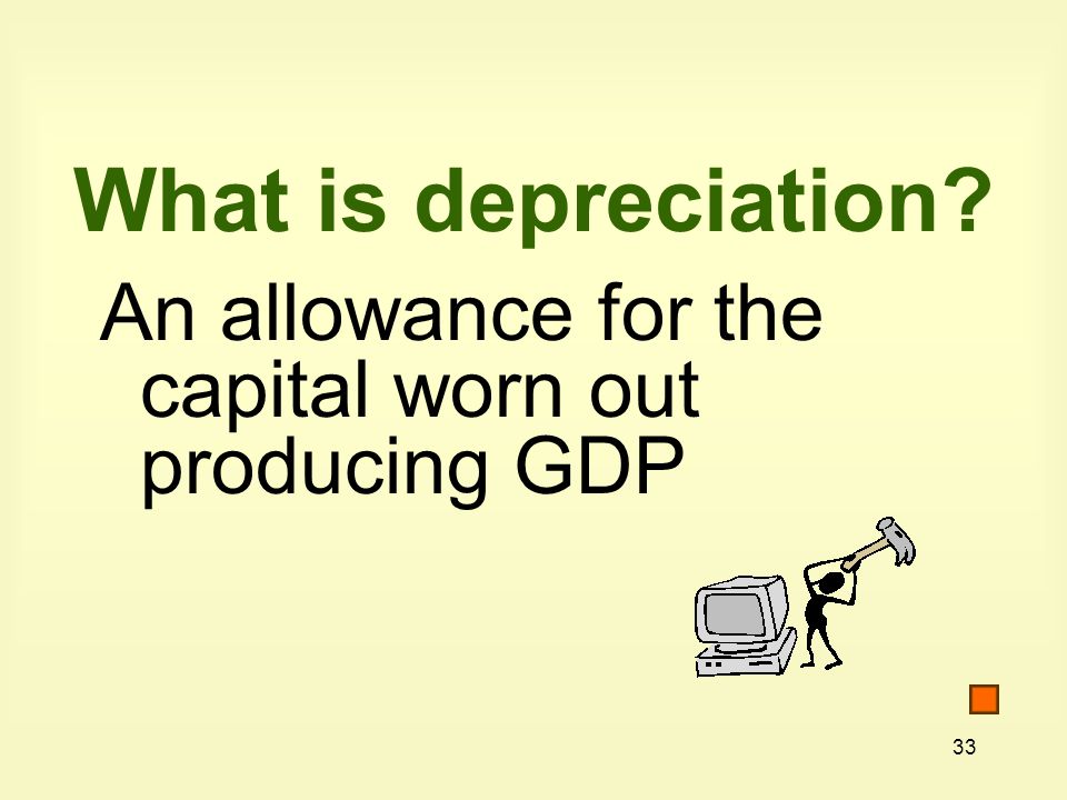 What is depreciation An allowance for the capital worn out producing GDP