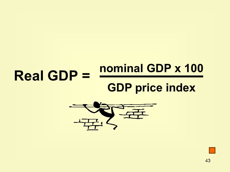 nominal GDP x 100 GDP price index Real GDP =
