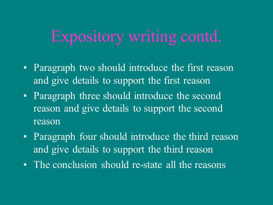 Expository writing contd.
