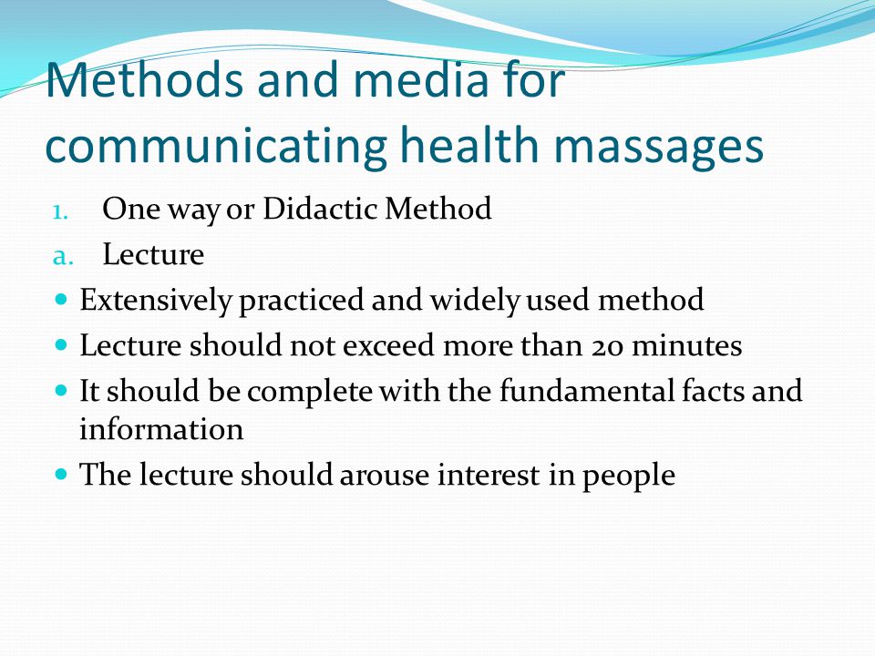 Methods and media for communicating health massages