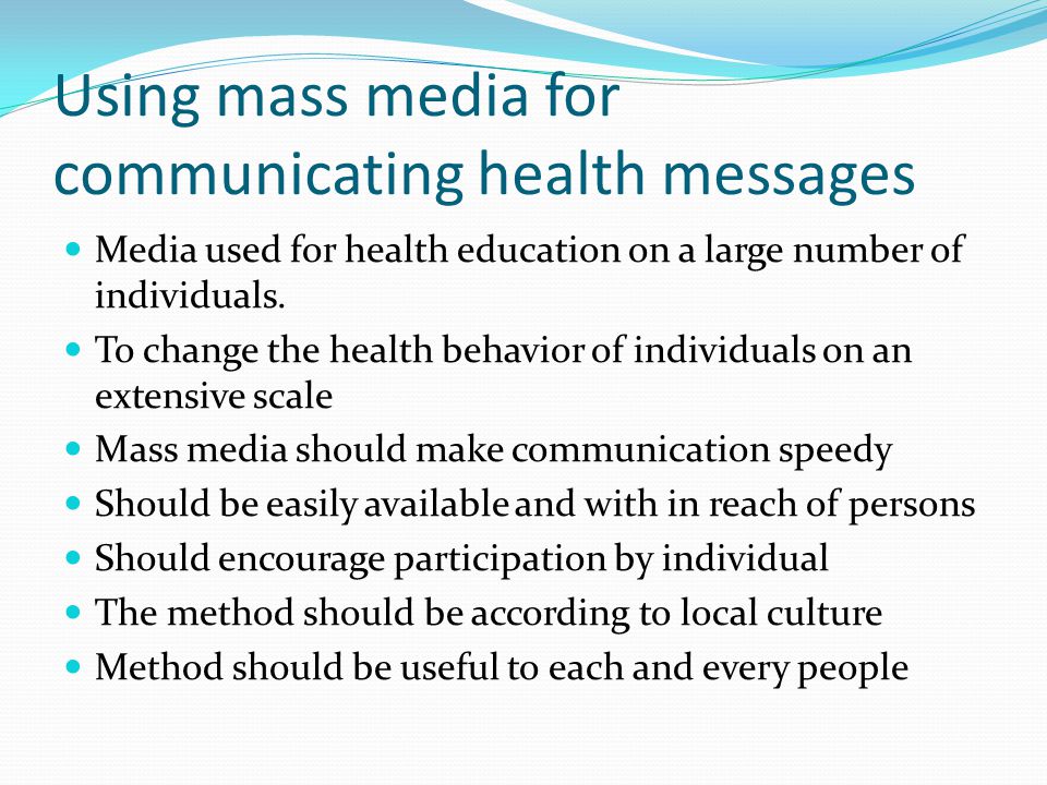 Using mass media for communicating health messages