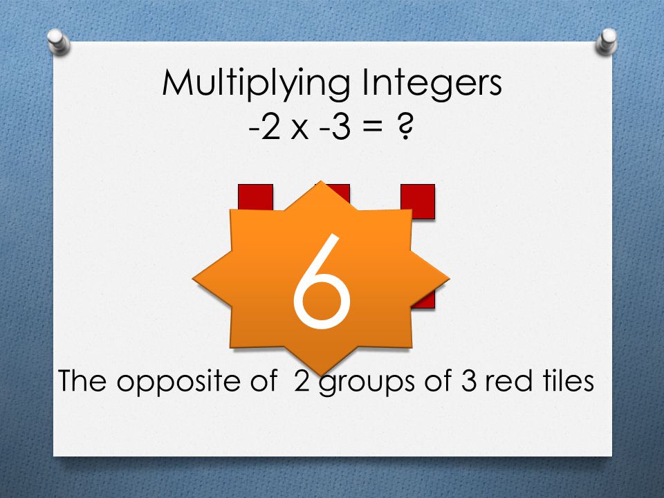 Multiplying Integers -2 x -3 =