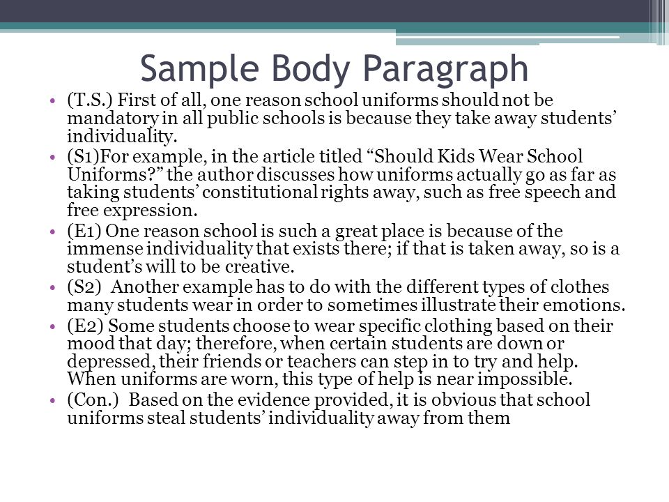 Sample Body Paragraph