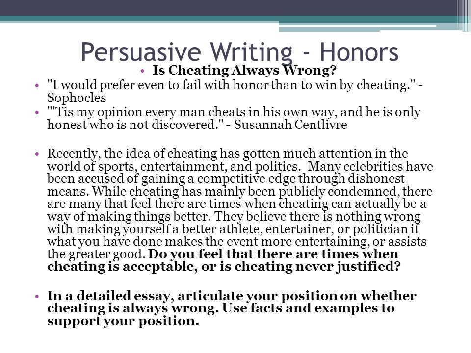 Persuasive Writing - Honors