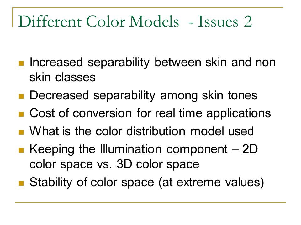 Different Color Models - Issues 2