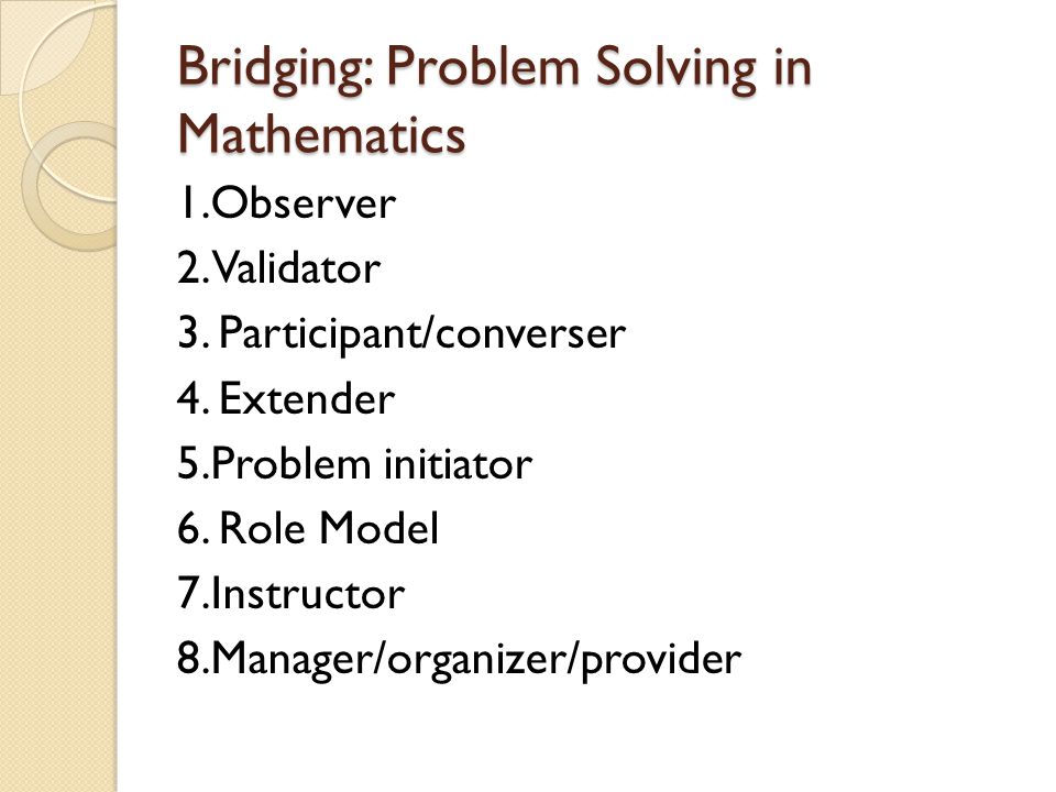 Bridging: Problem Solving in Mathematics
