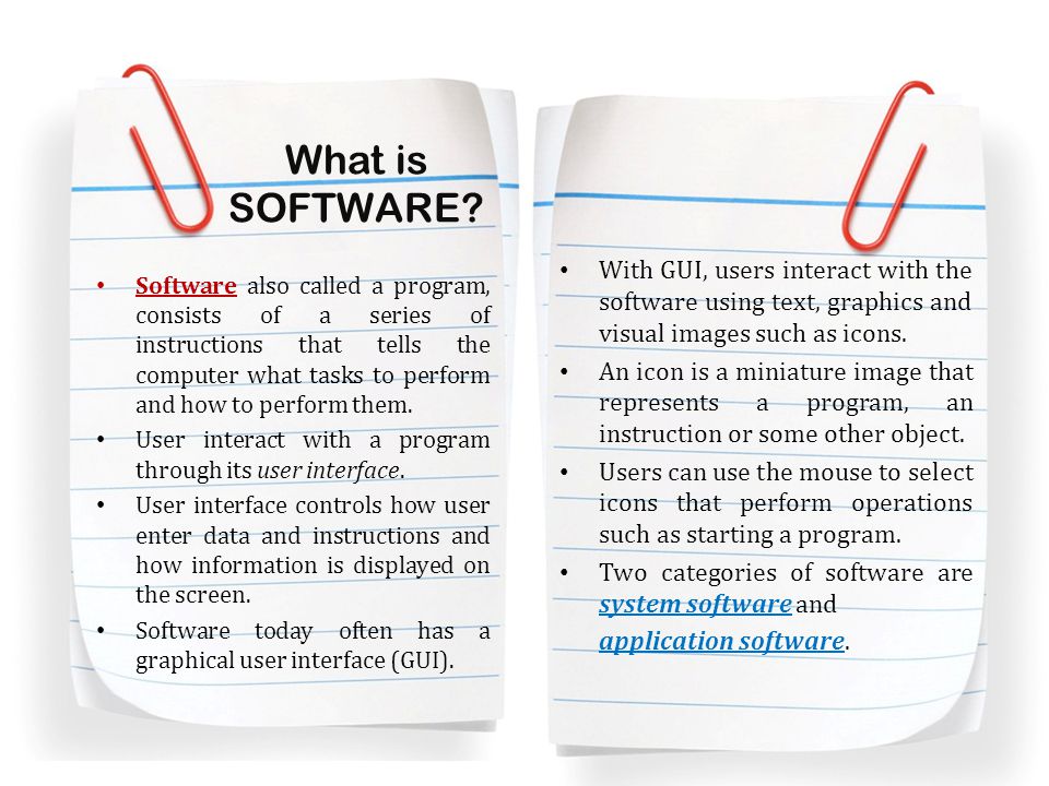 What is SOFTWARE With GUI, users interact with the software using text, graphics and visual images such as icons.