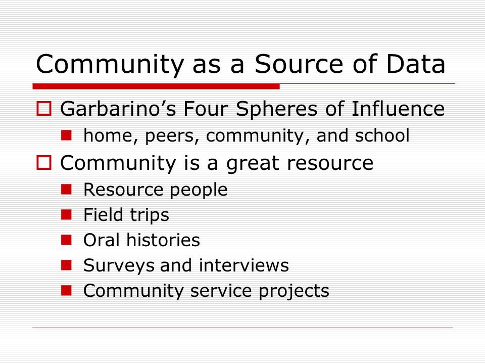 Community as a Source of Data