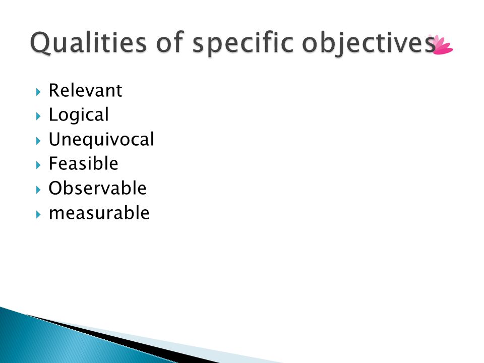 Qualities of specific objectives