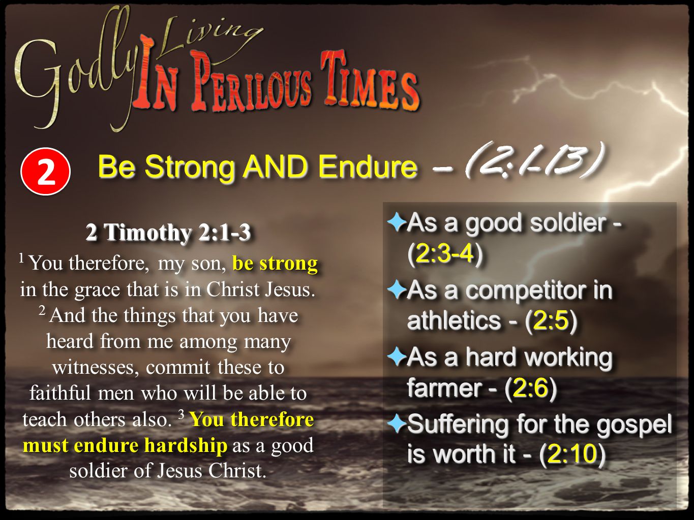 Be Strong AND Endure –(2:1-13)