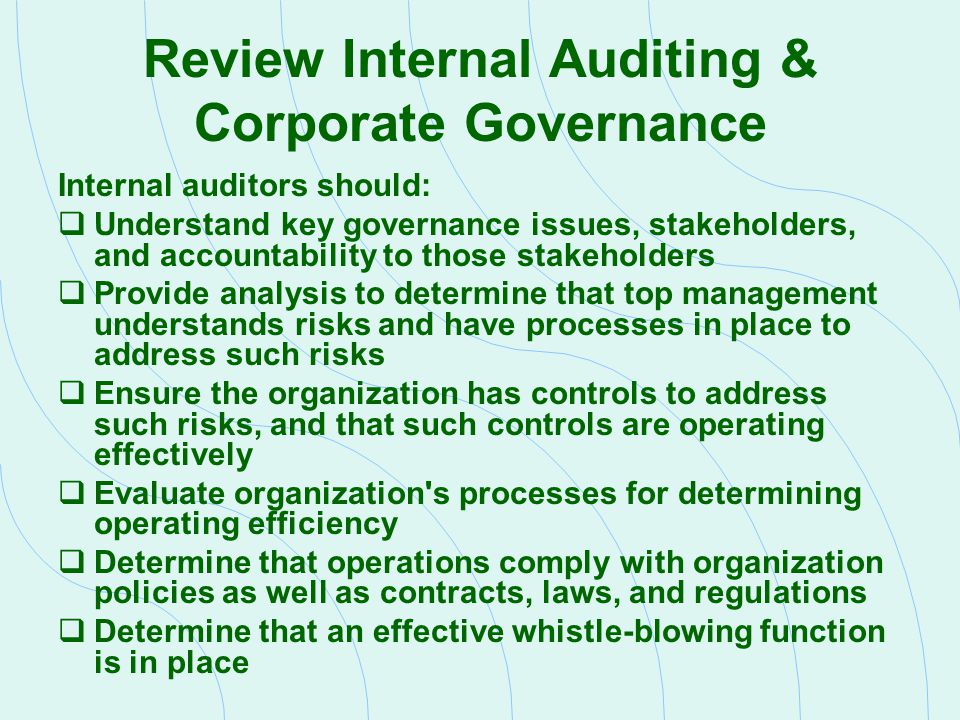 Review Internal Auditing & Corporate Governance