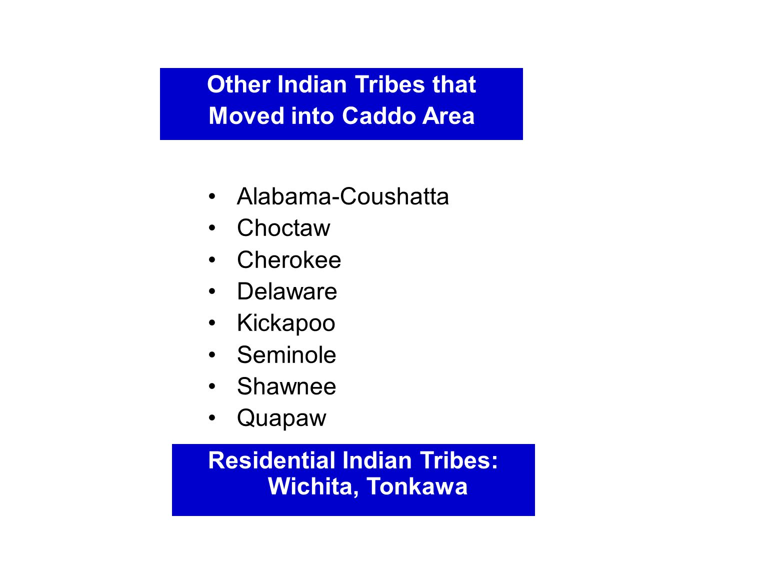 Other Indian Tribes that Residential Indian Tribes: Wichita, Tonkawa