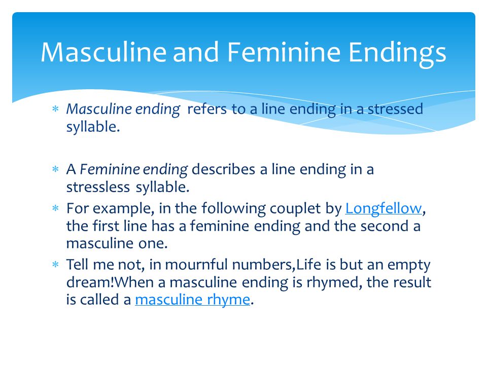 Masculine and Feminine Endings