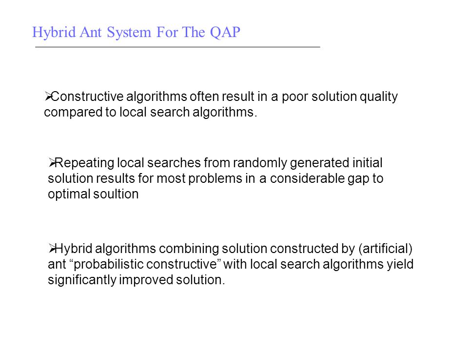 Hybrid Ant System For The QAP