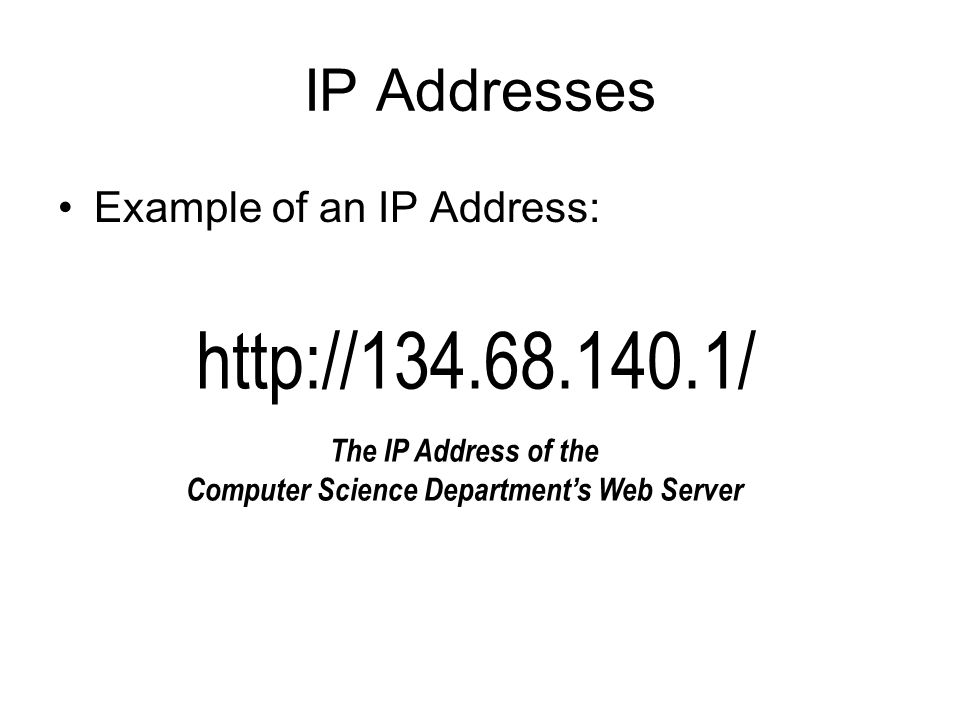 The IP Address of the Computer Science Department’s Web Server