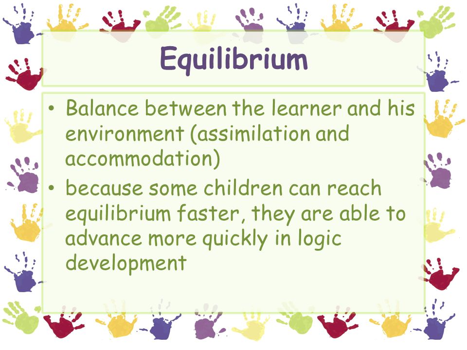 Equilibrium Balance between the learner and his environment (assimilation and accommodation)