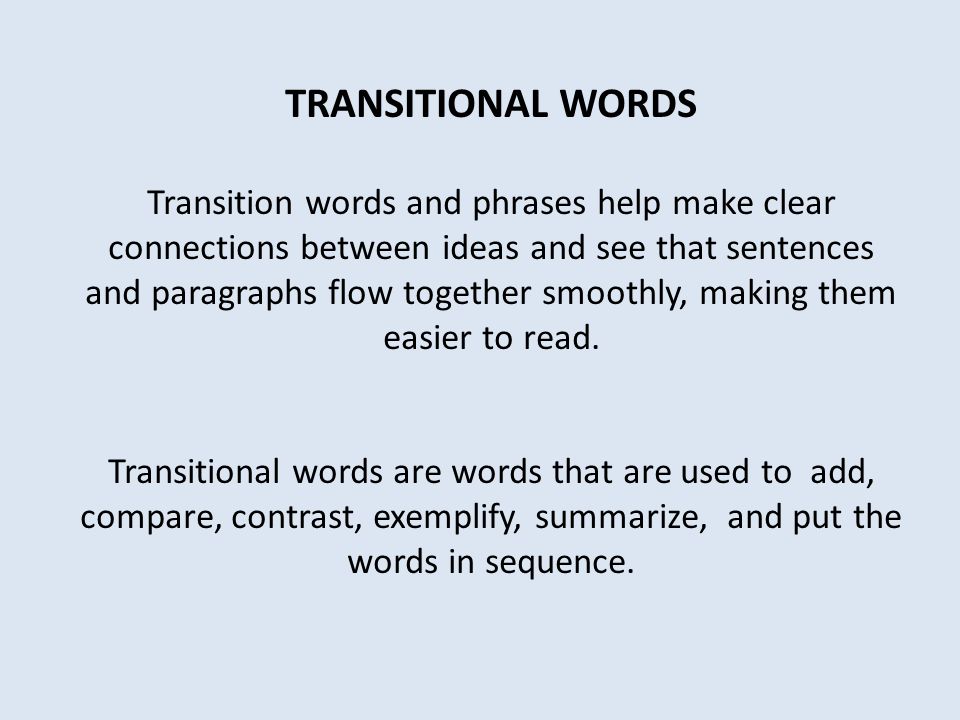 TRANSITIONAL WORDS