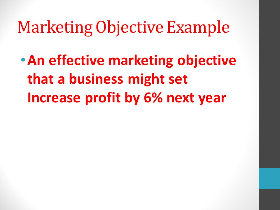 Marketing Objective Example