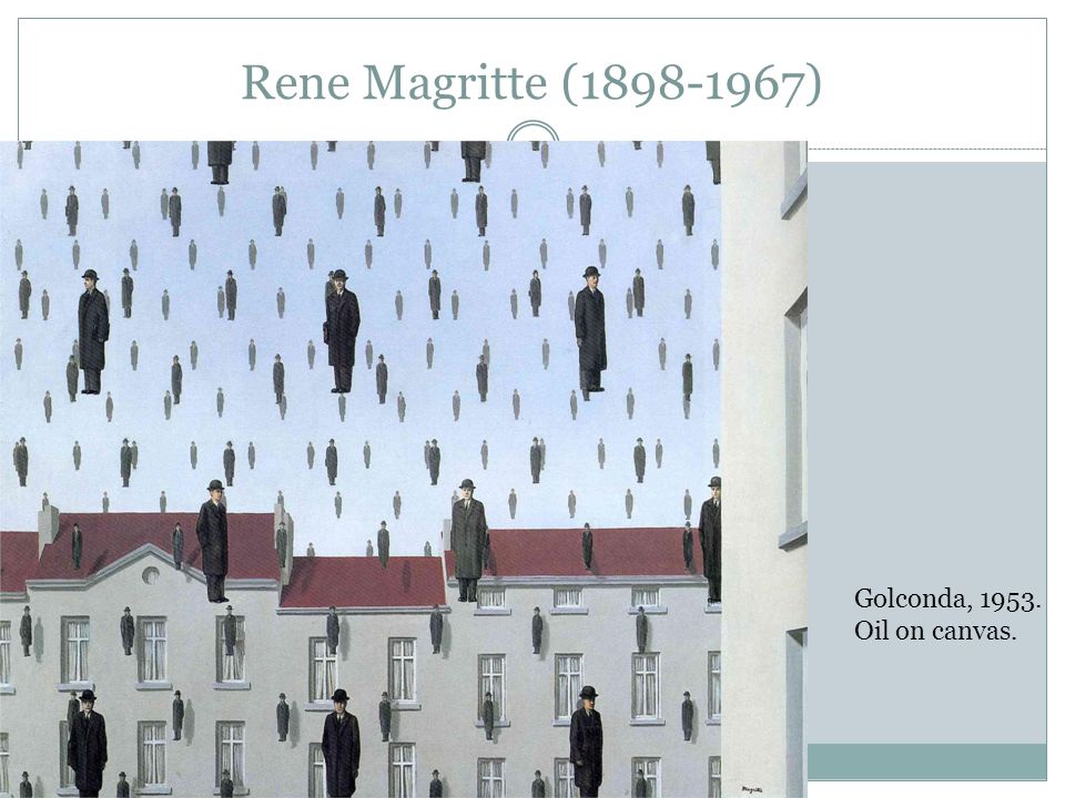 Rene Magritte ( ) Golconda, Oil on canvas.