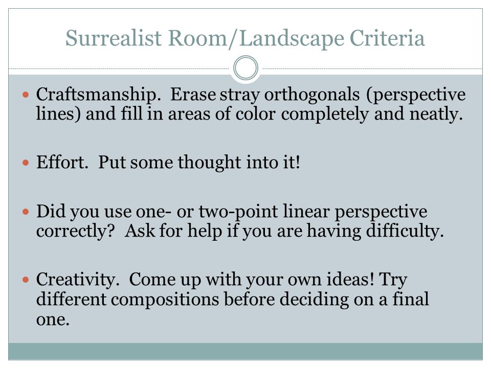 Surrealist Room/Landscape Criteria