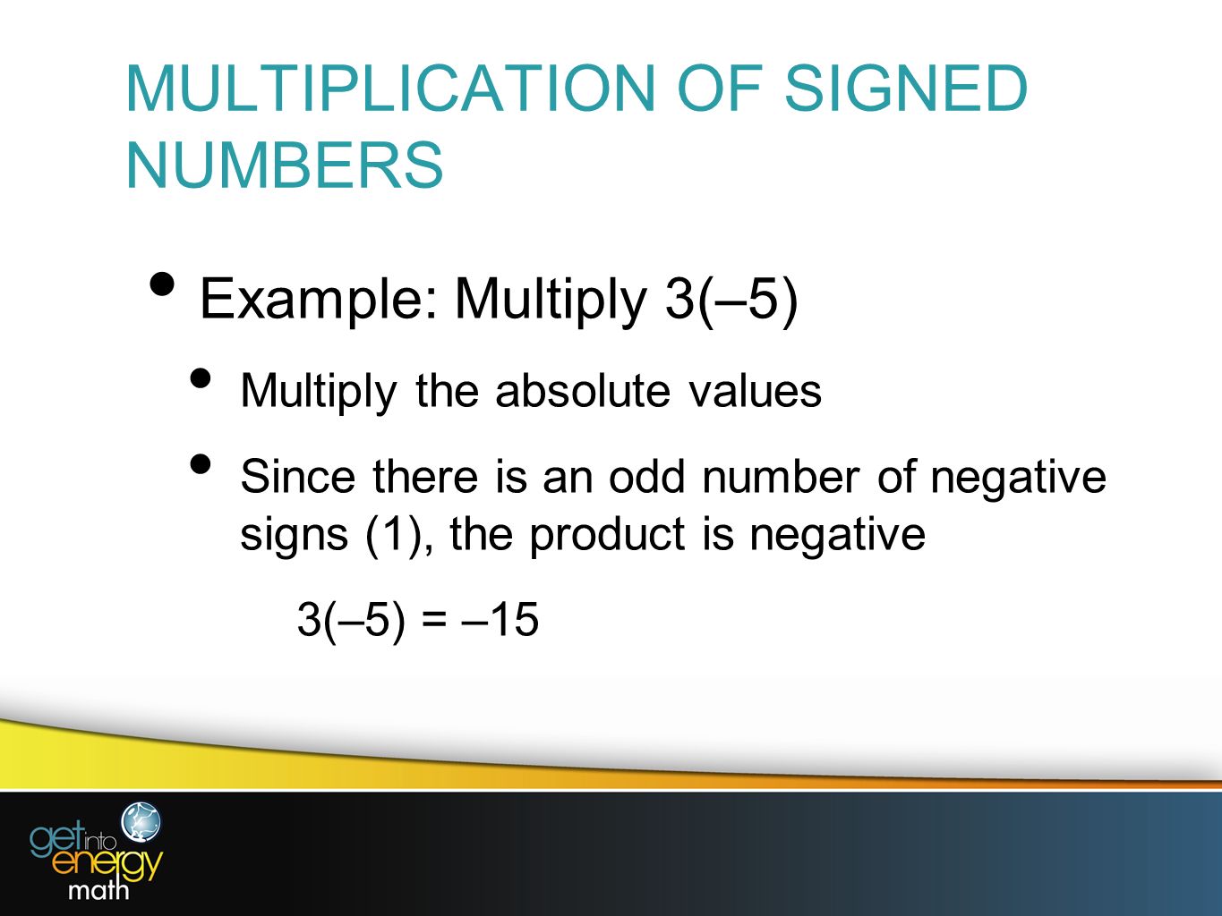 MULTIPLICATION OF SIGNED NUMBERS