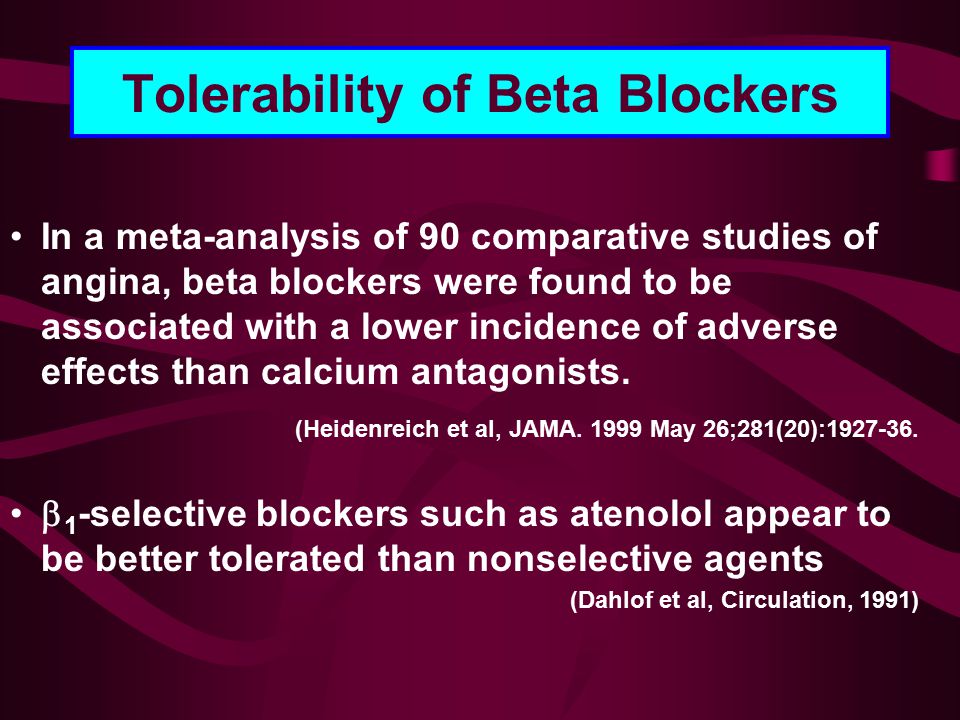 Tolerability of Beta Blockers