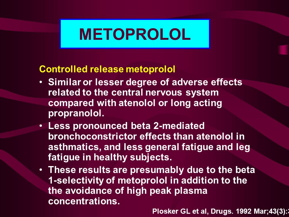 METOPROLOL Controlled release metoprolol
