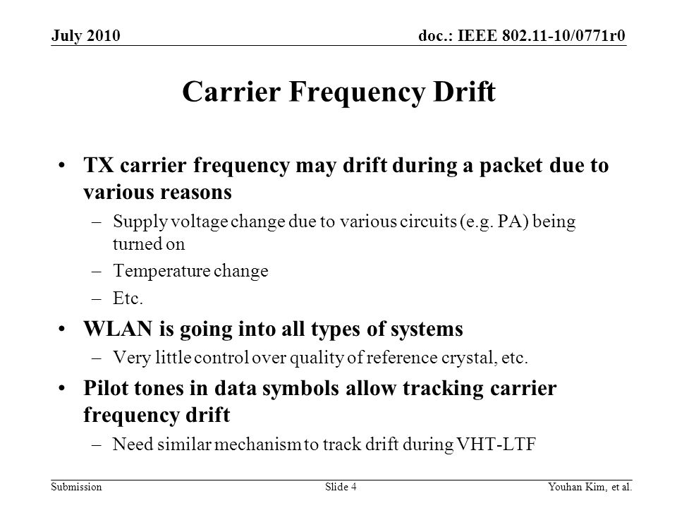 Carrier Frequency Drift