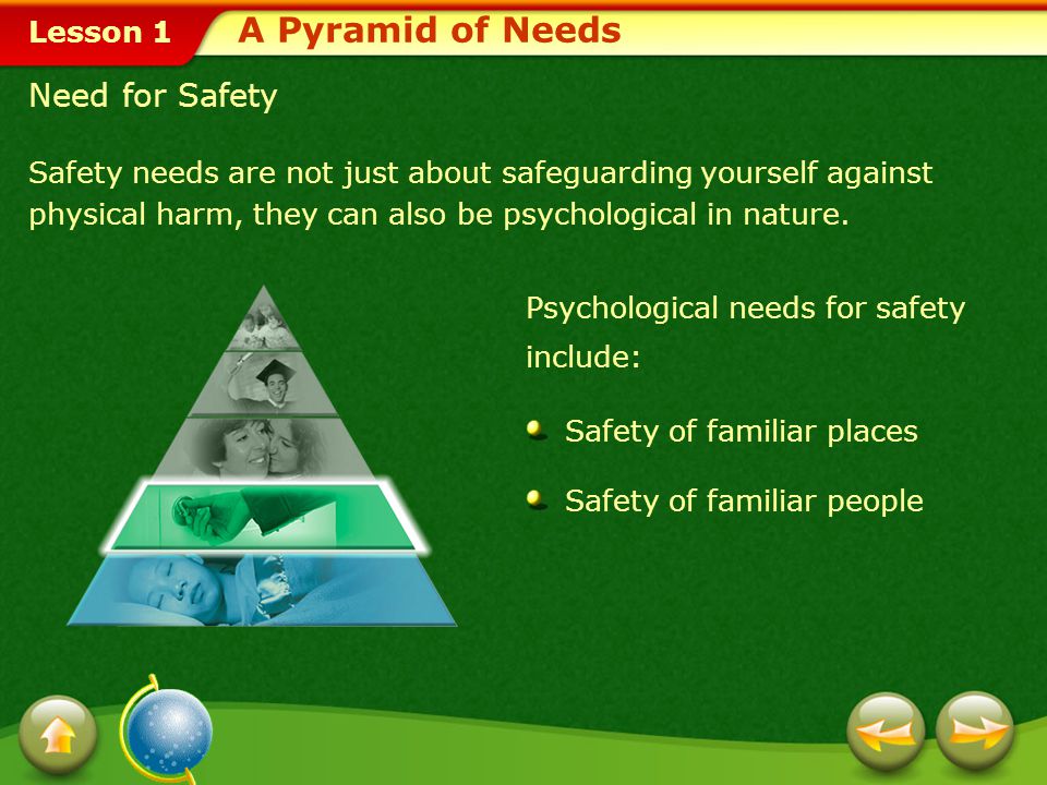 A Pyramid of Needs Need for Safety