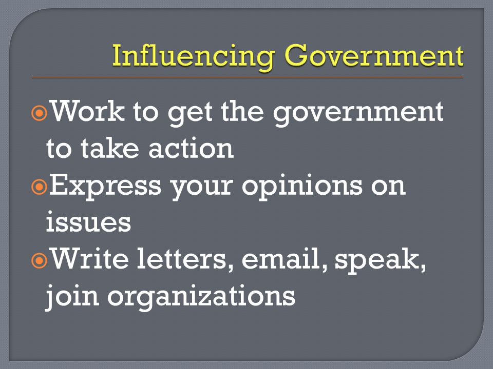 Influencing Government