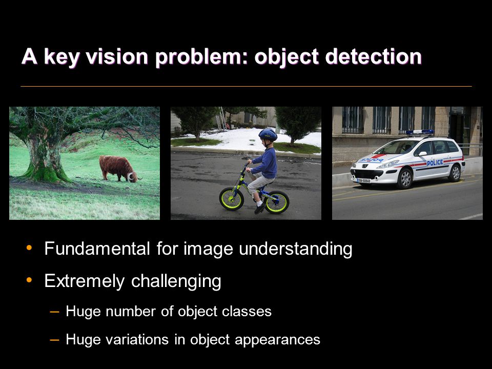 A key vision problem: object detection
