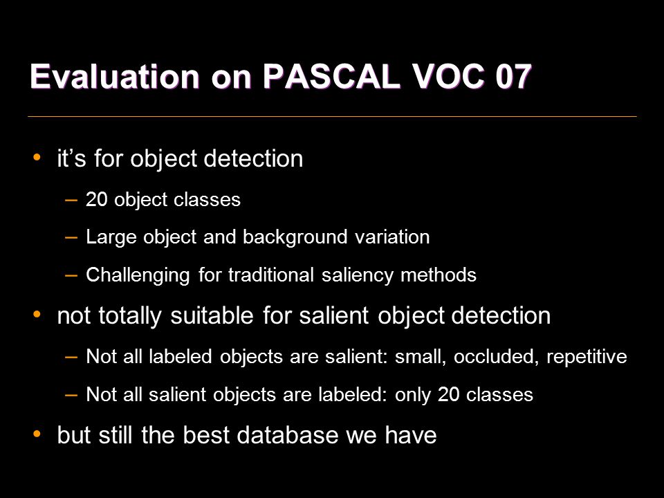 Evaluation on PASCAL VOC 07