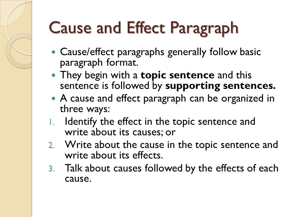 cause and effect sentences