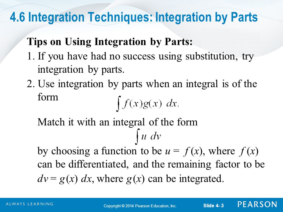 Integration Techniques: Integration by Parts - ppt download