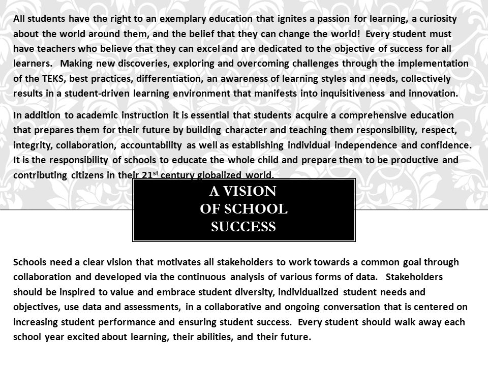 A Vision of School Success
