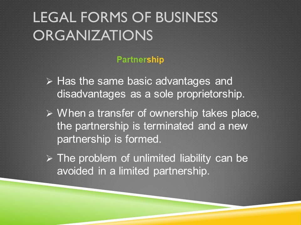 Legal Forms of Business Organizations