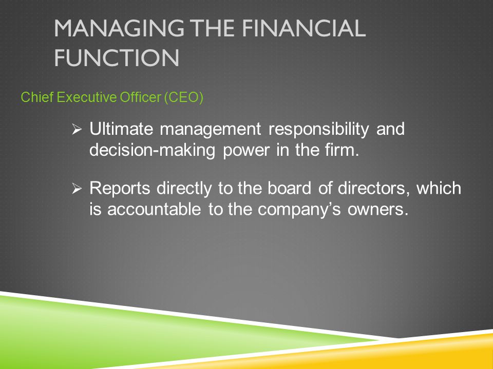 Managing the Financial Function