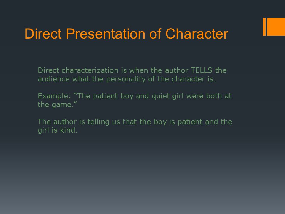 direct presentation of character