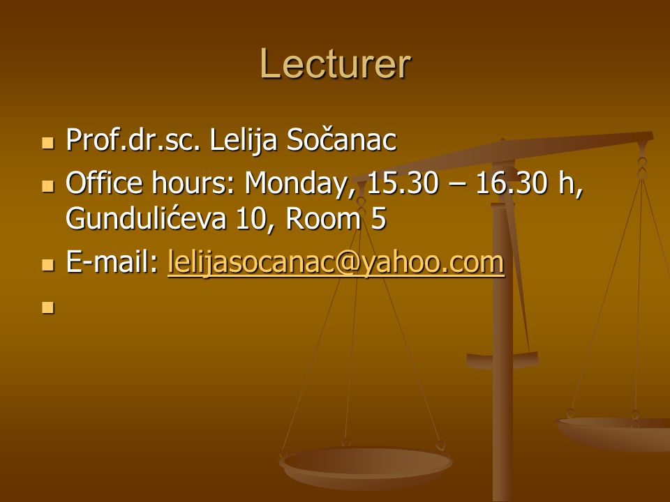 Lecturer Prof.dr.sc. Lelija Sočanac
