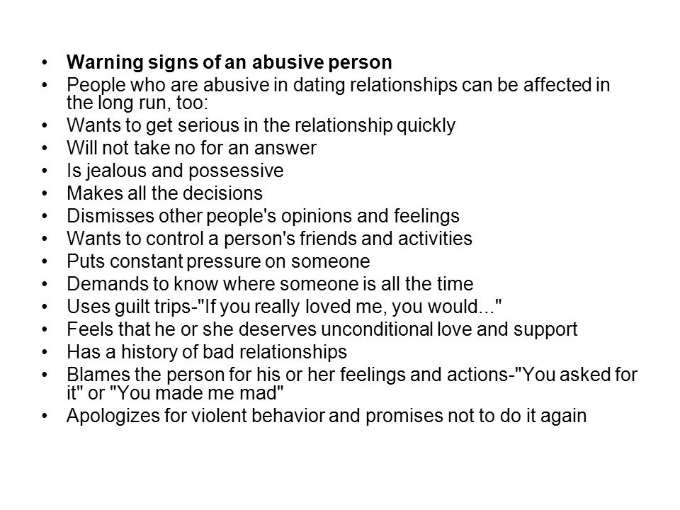 Signs of an abusive dating relationship