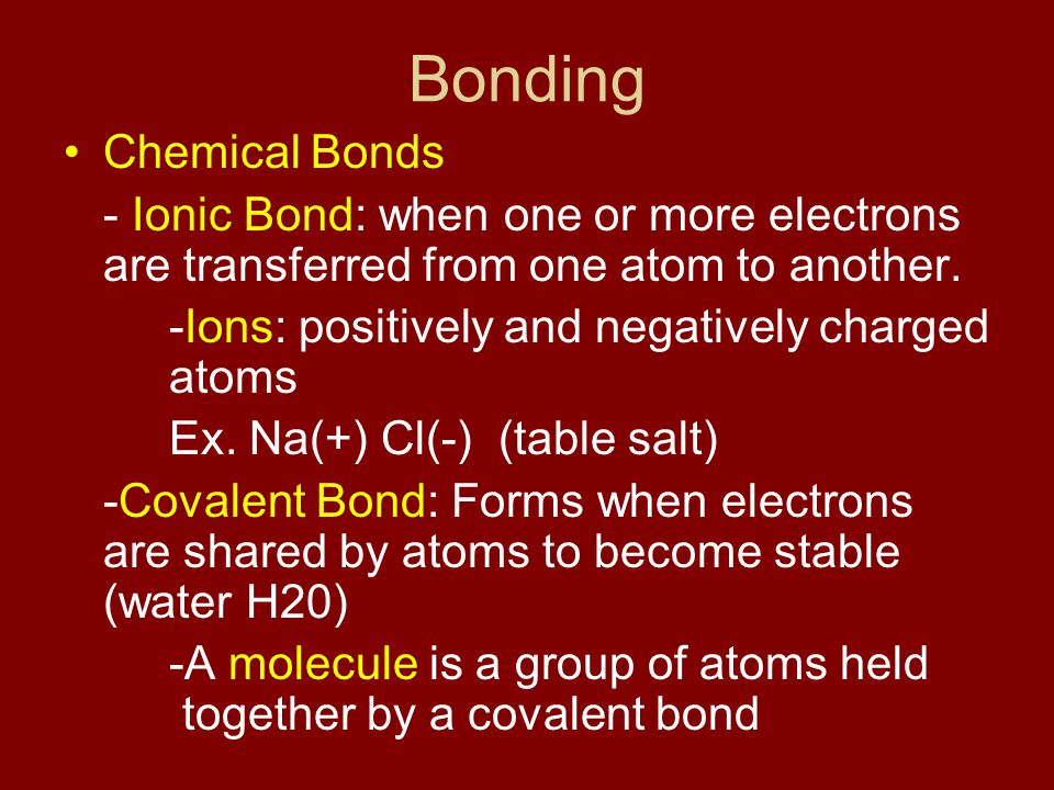 Bonding Chemical Bonds
