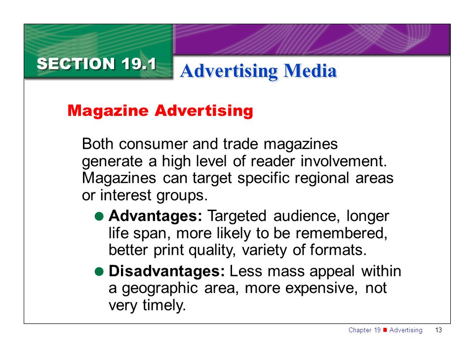 Advertising Media SECTION 19.1 Magazine Advertising